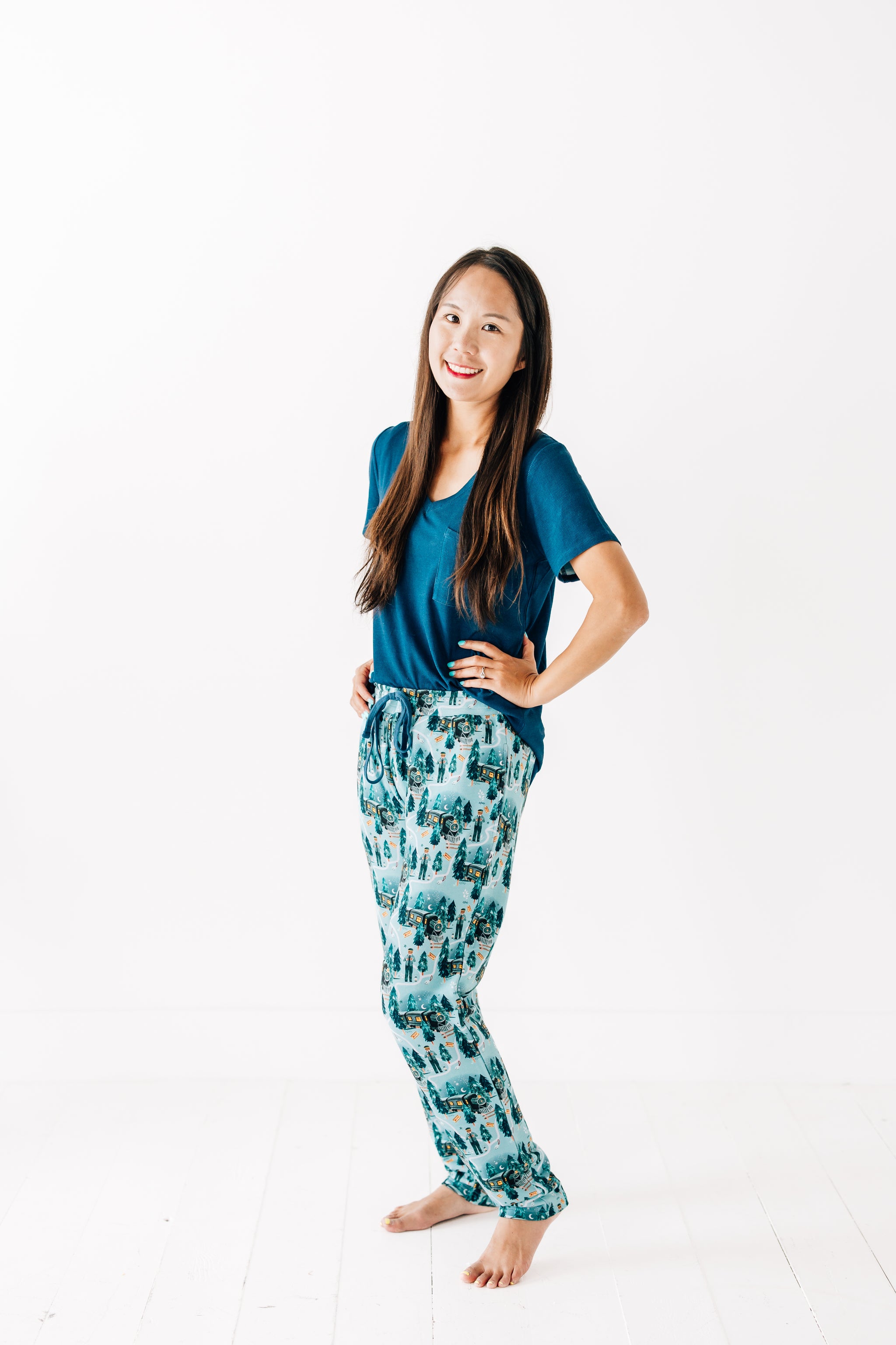 Navy Ribbed Adult V-Neck Pocket Tee