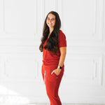 Cranberry Ribbed Women's Modal Jersey Joggers
