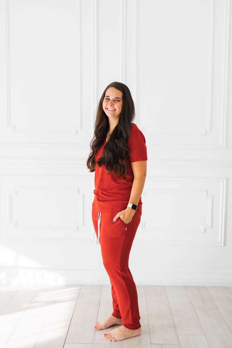 Cranberry Ribbed Women's Modal Jersey Joggers
