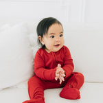 Cranberry Ribbed Zip Romper