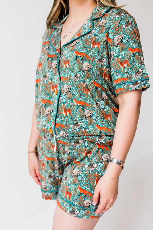 Teal Thicket Women's Relaxed Short-Sleeve PJ Set