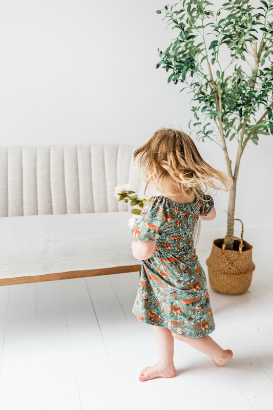 Teal Thicket Girls Smocked Dress