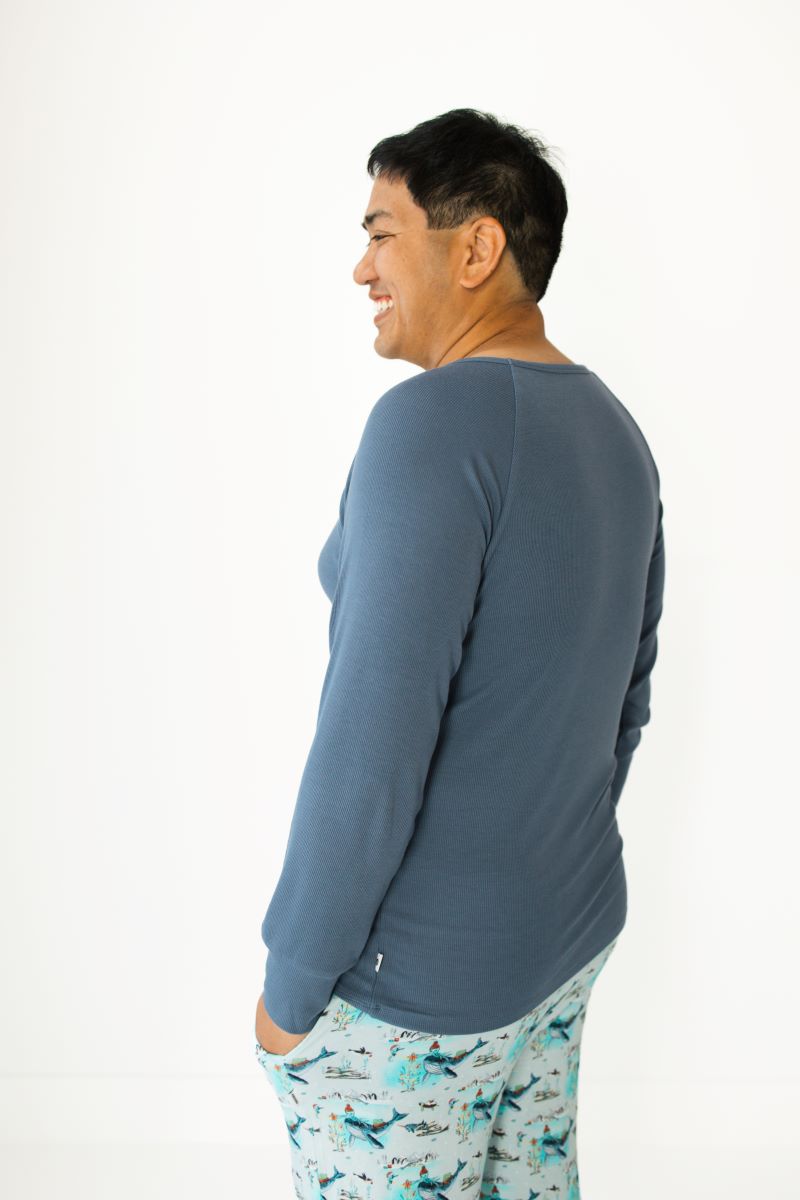 Cornflower Ribbed Adult Raglan Top