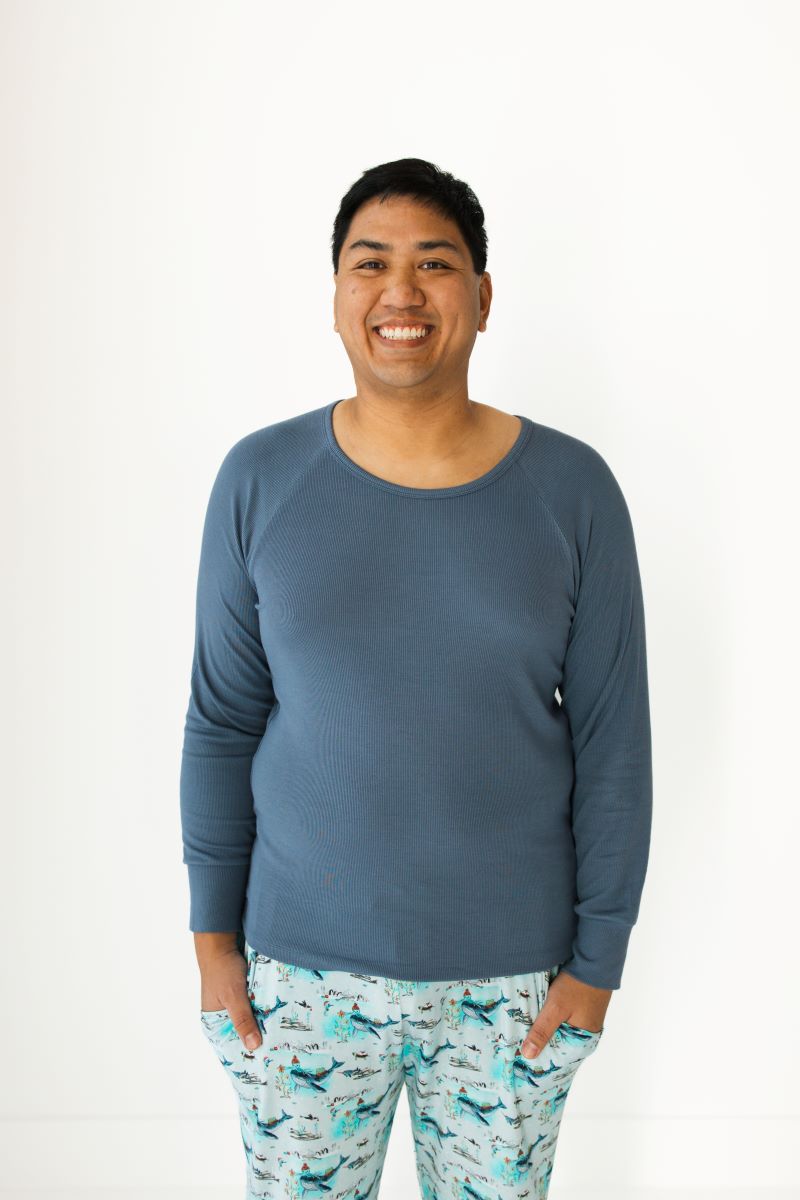 Cornflower Ribbed Adult Raglan Top