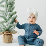 Cornflower Ribbed Zip Romper