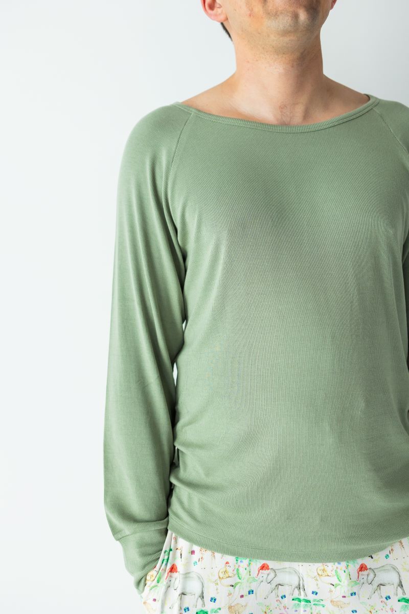 Sage Ribbed Adult Raglan Top