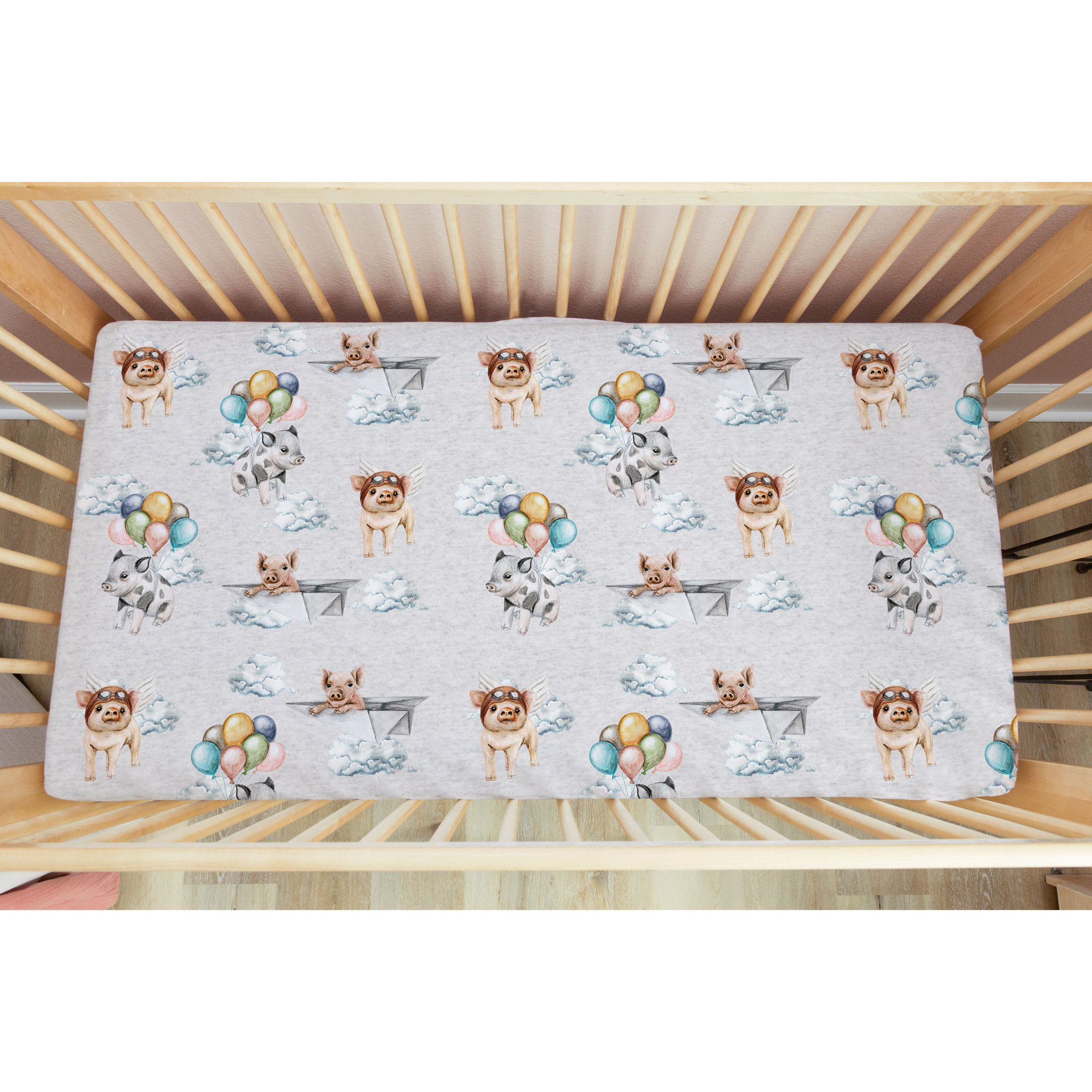 When Pigs Fly Fitted Crib Sheet