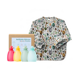 Smock Bib + Reusable Pouches Set