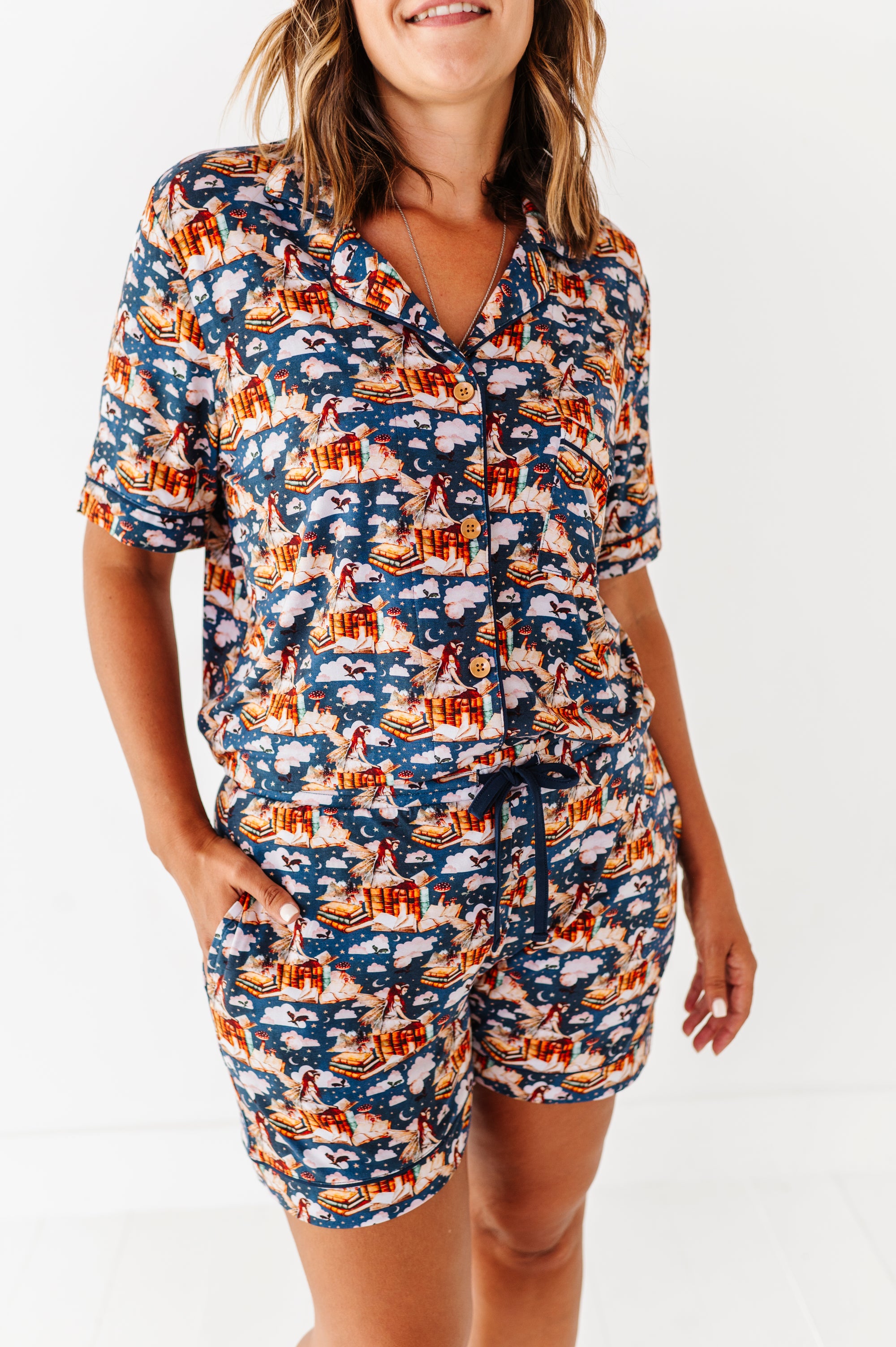 Fae Library Relaxed Short-Sleeve PJ Set