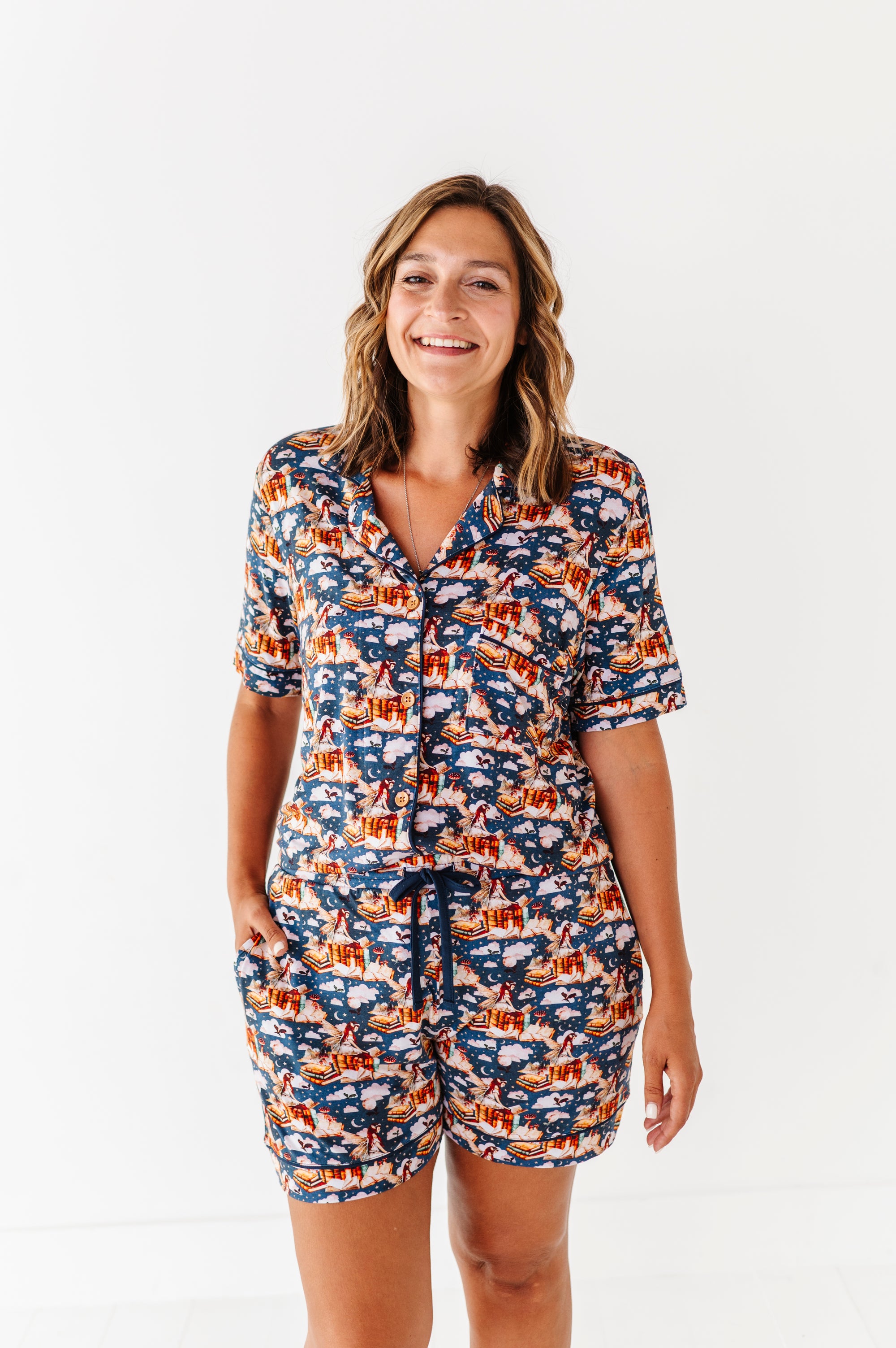 Fae Library Relaxed Short-Sleeve PJ Set