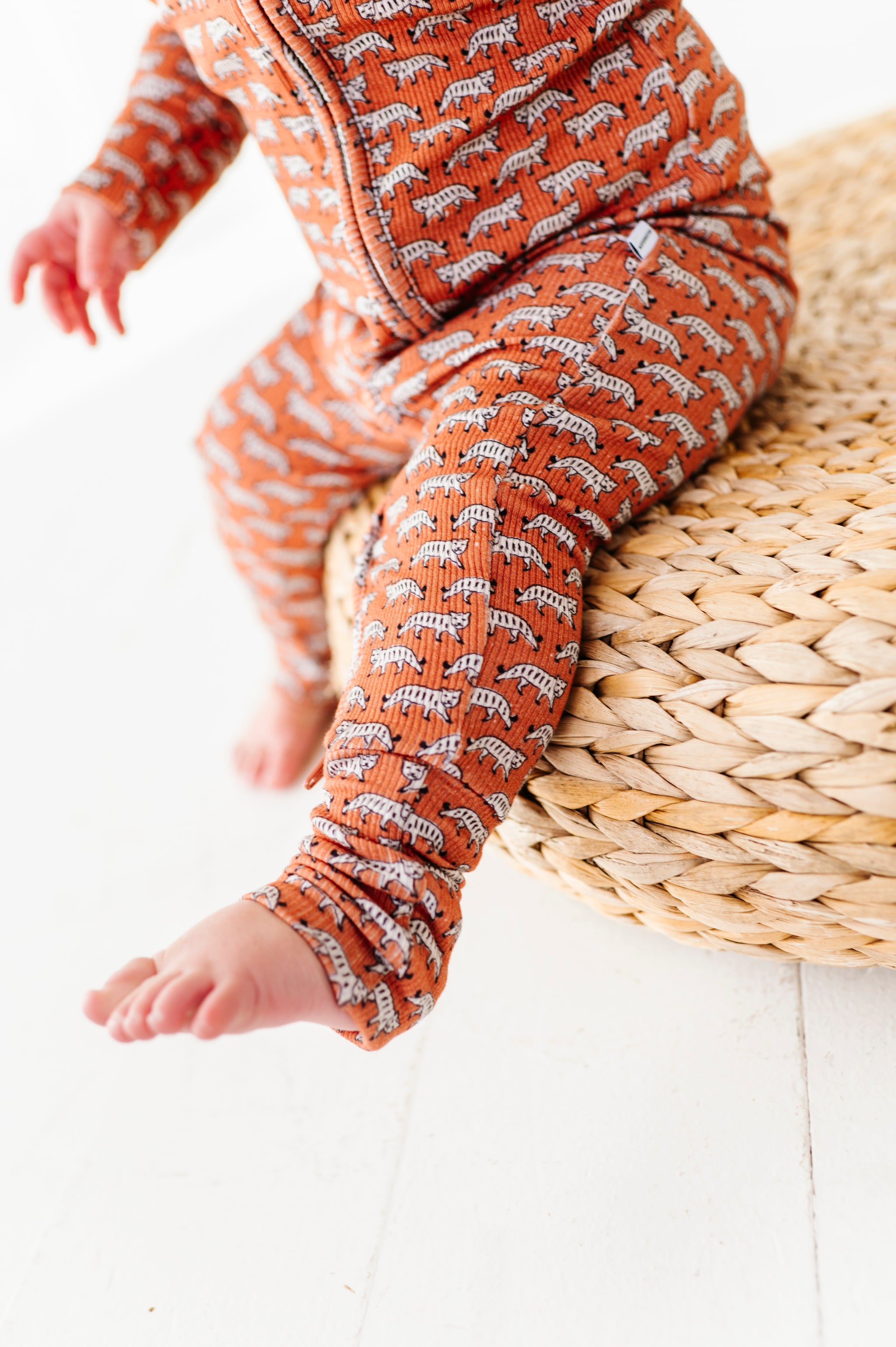 Terracotta Tigers Ribbed Zip Romper