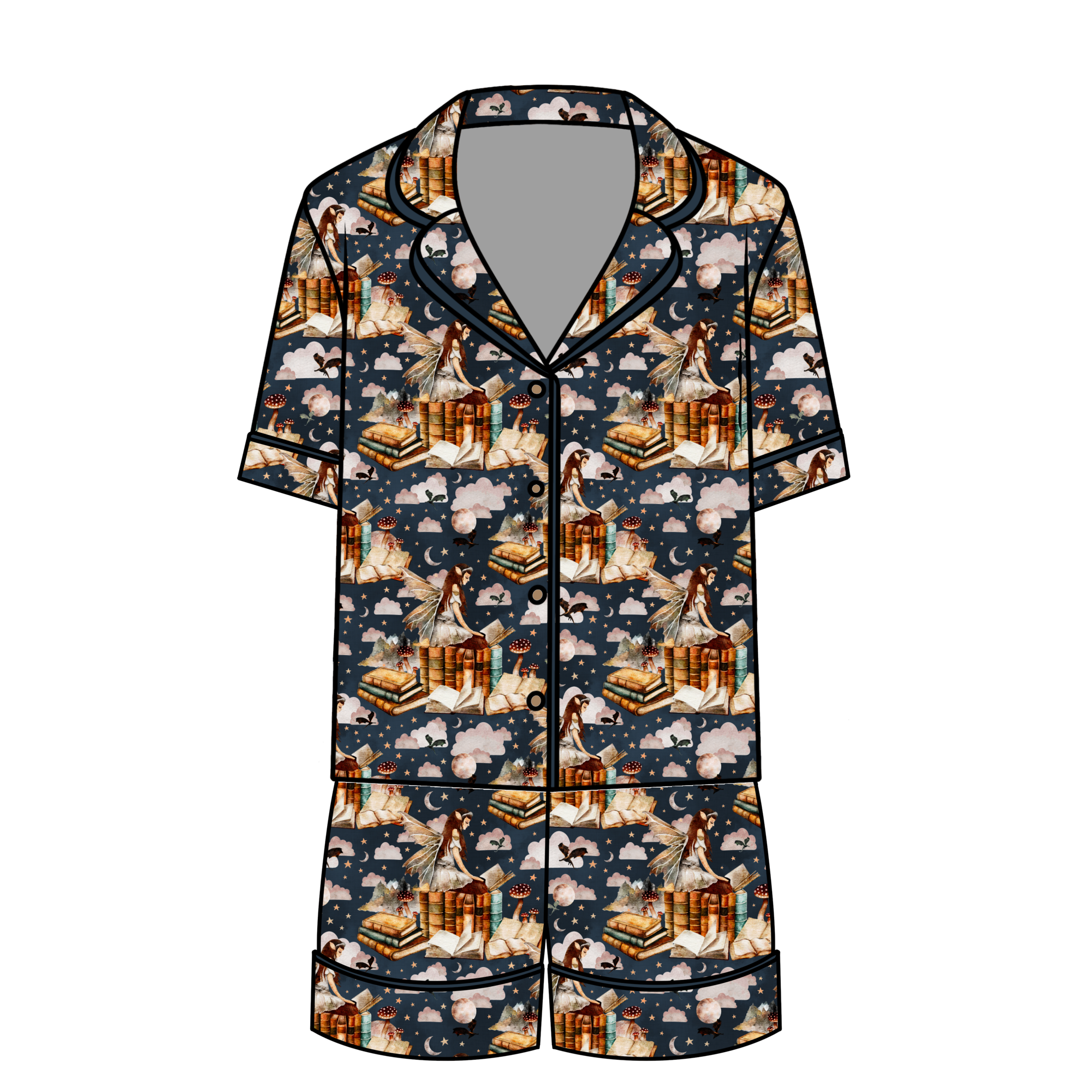 Fae Library Relaxed Short-Sleeve PJ Set
