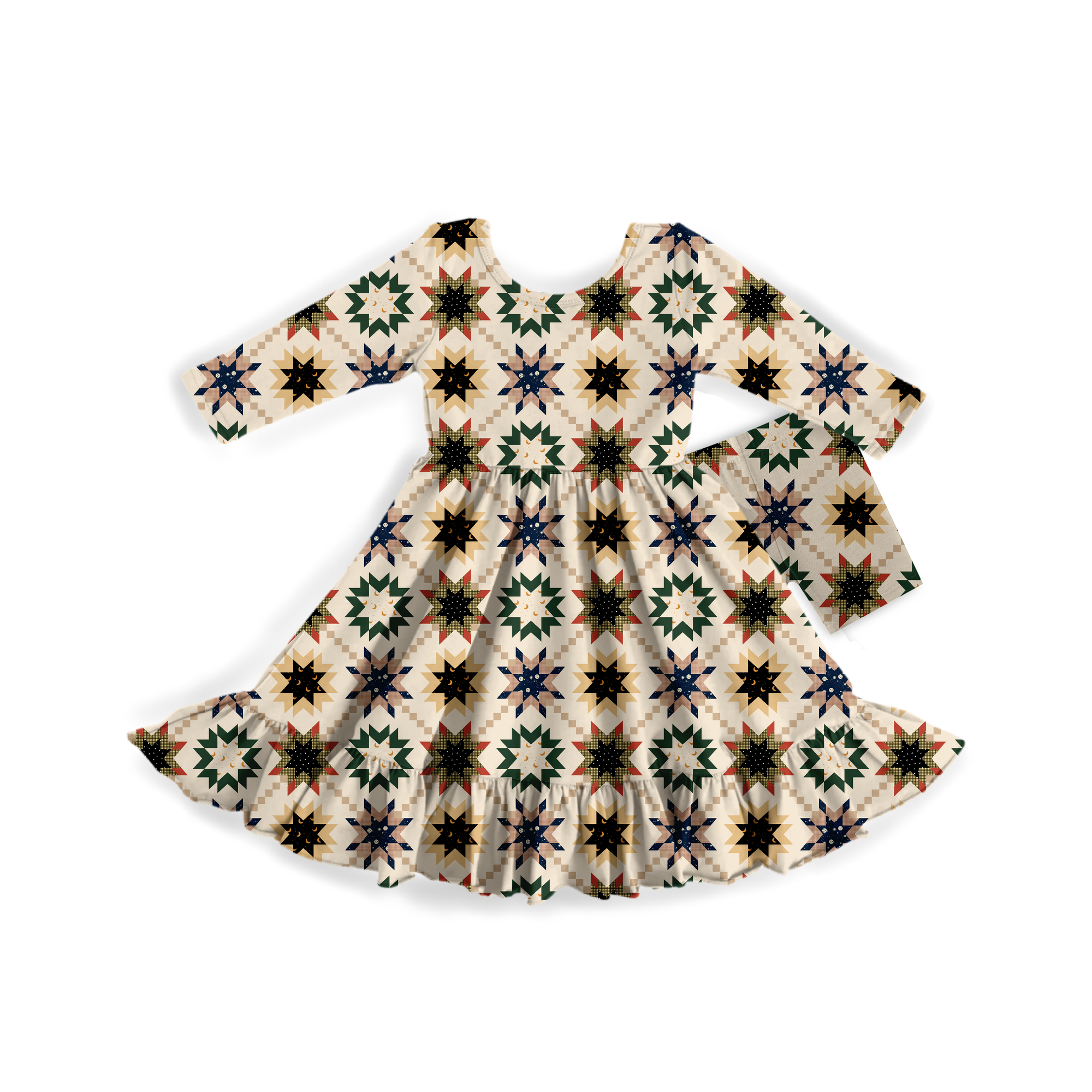 Festive Quilt Girls' Twirl Dress + Shorts