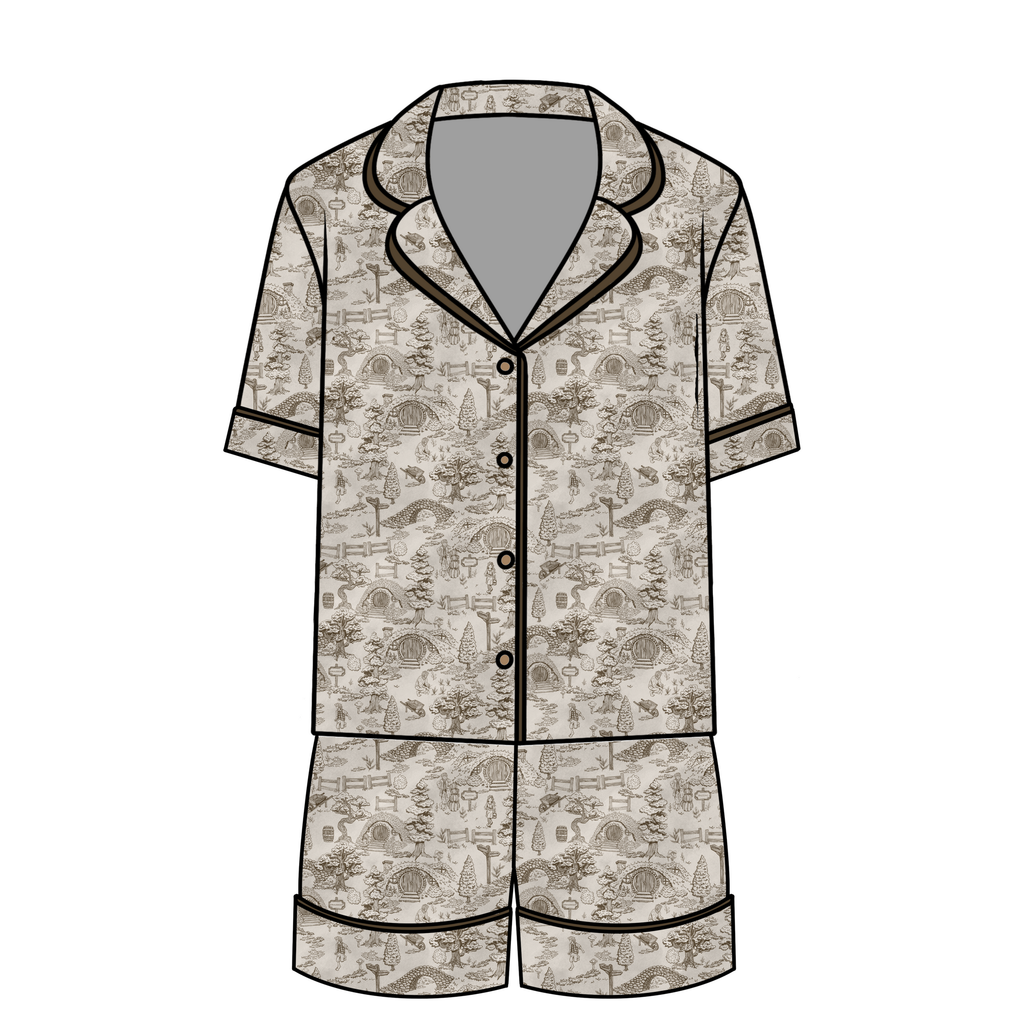 The Lord of The Rings™ Hobbiton™ Toile Women's Relaxed Short-Sleeve PJ Set
