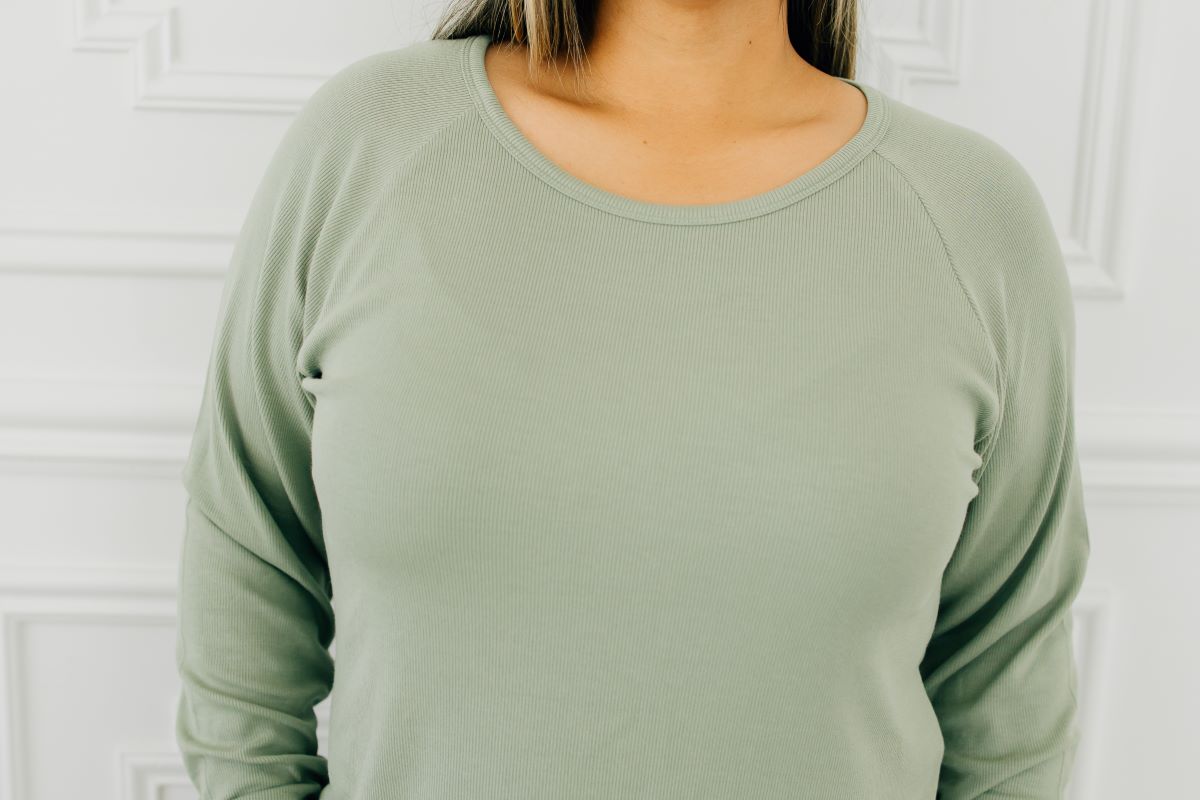 Sage Ribbed Adult Raglan Top