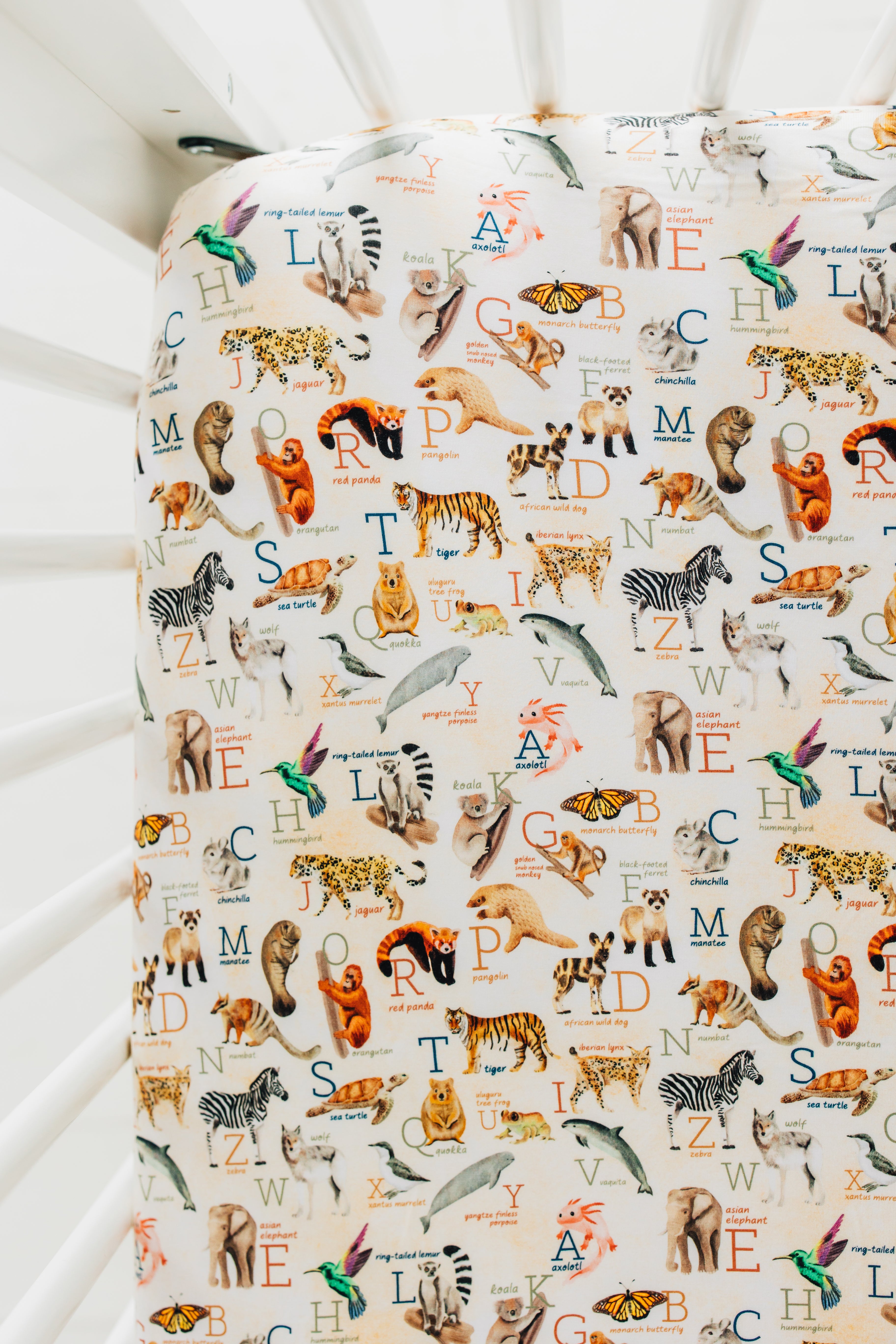 Endangered Animals Alphabet Crib Sheet Wildwoven