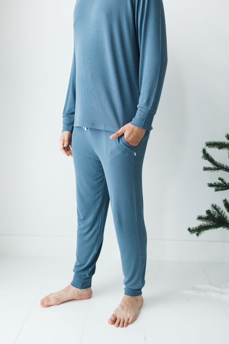 Cornflower Ribbed Adult Jogger Pajama Pants