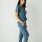 Cornflower Ribbed Women's Modal Jersey Joggers