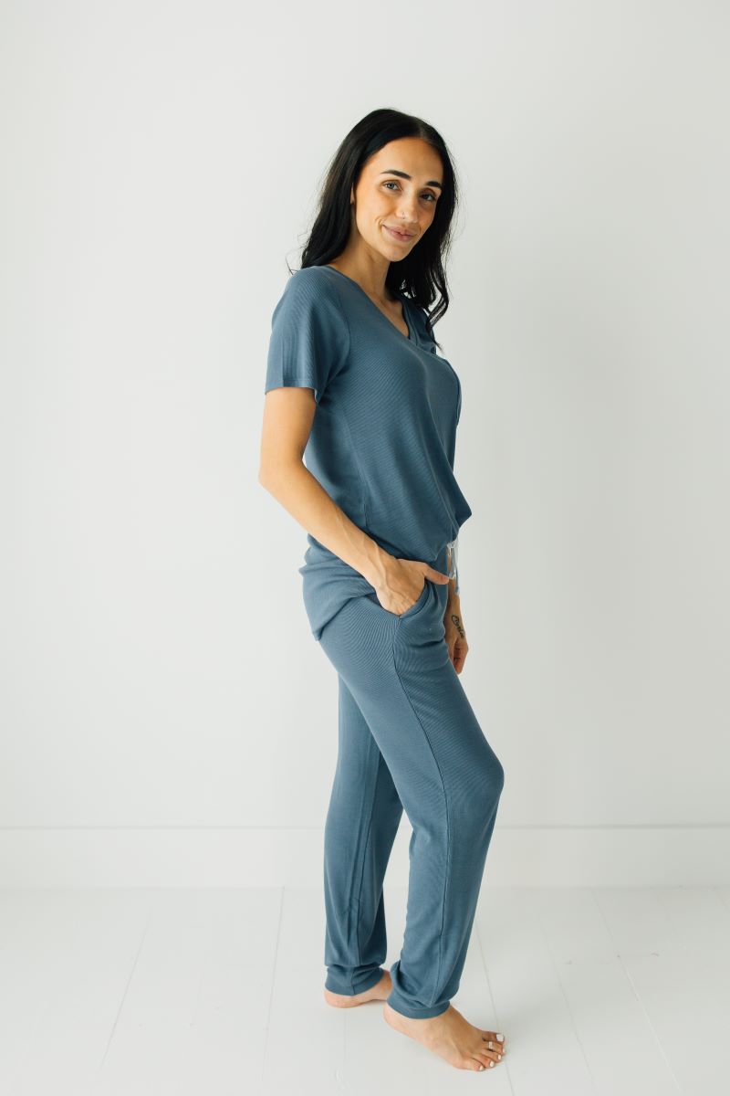 Cornflower Ribbed Women's Modal Jersey Joggers