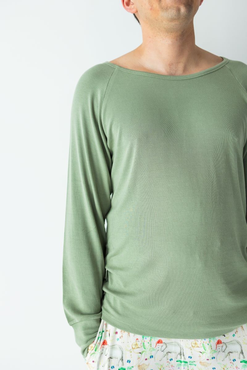 Sage Ribbed Adult Raglan Top