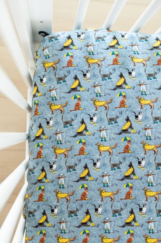 Raining Cats & Dogs Crib Sheet