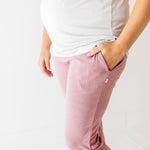 Mauve Ribbed Adult Jogger Pajama Pants