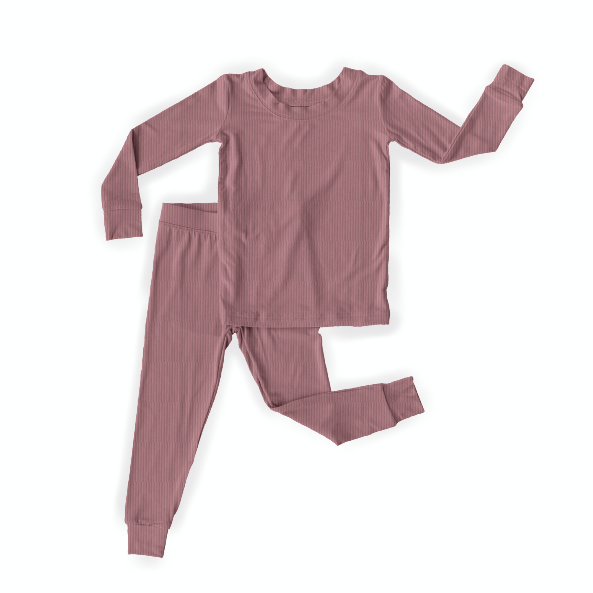 Mauve Ribbed Two-Piece Pajama Set