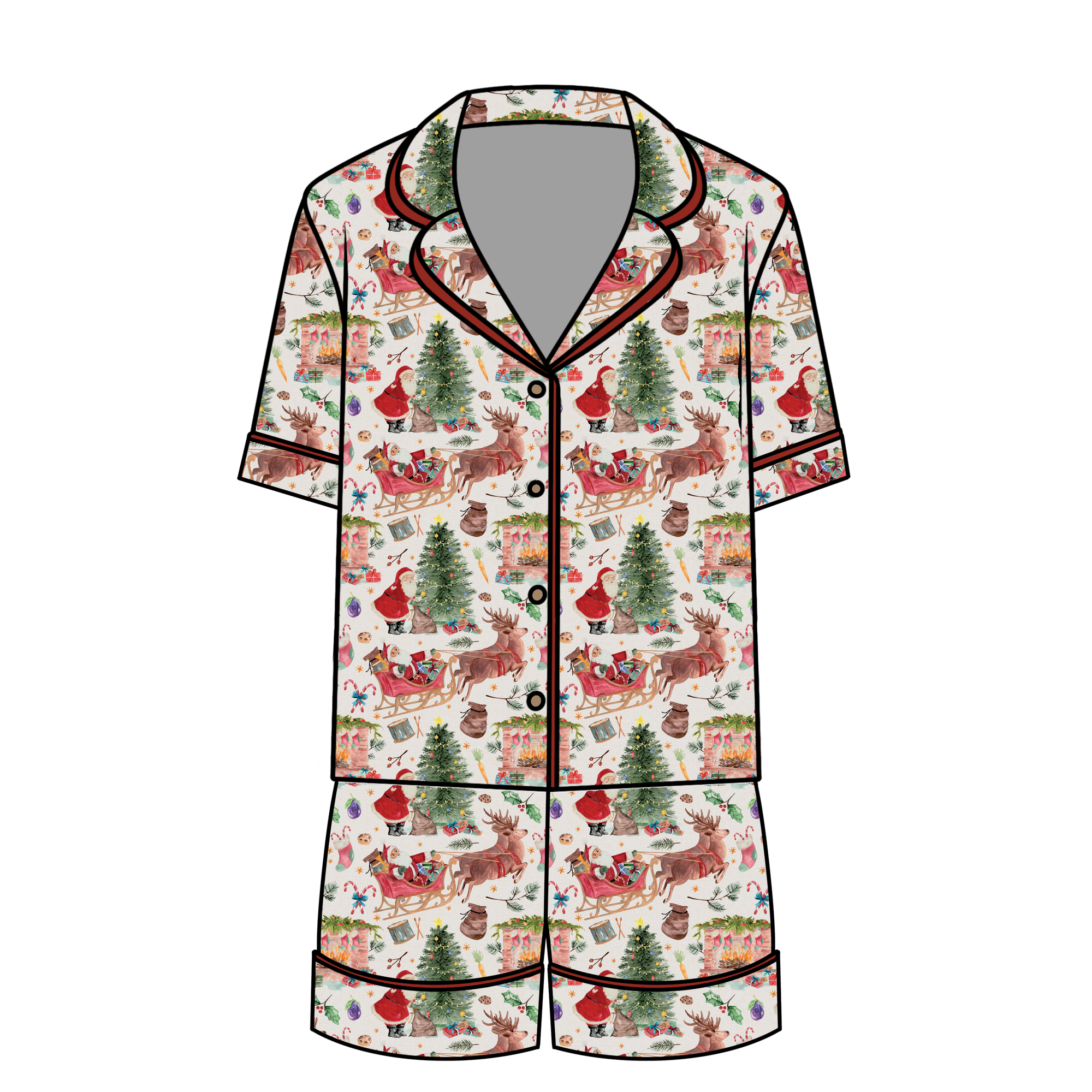 Vintage Santa Relaxed Short-Sleeve PJ Set