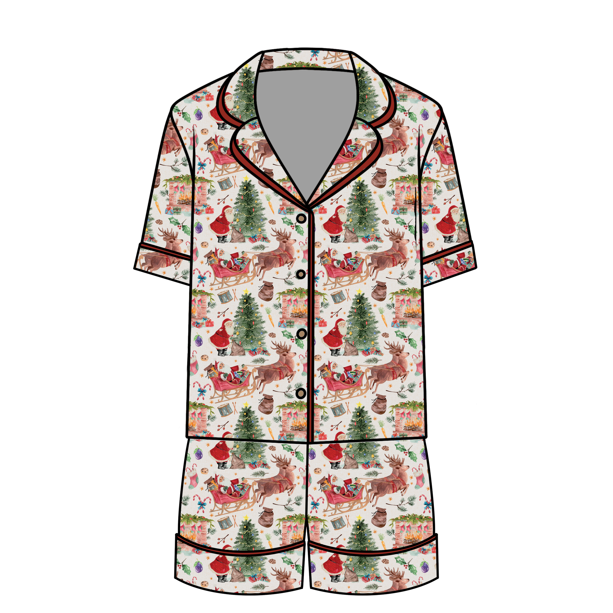 Vintage Santa Relaxed Short-Sleeve PJ Set